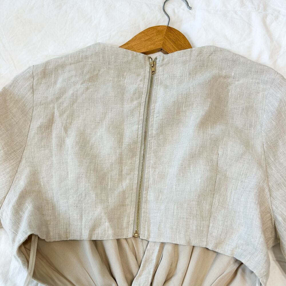 NWOT Dissh Tina Natural Linen Twist Midi Dress Beige Cutout Size 6 - Picture 11 of 11